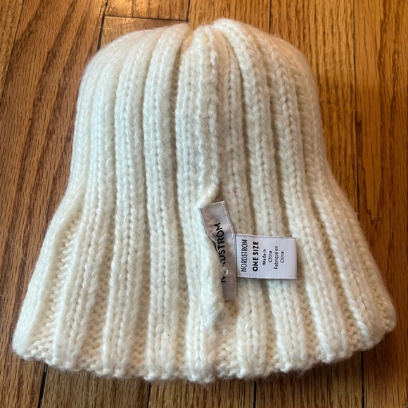 Nordstrom Faux Fur Pom Pom Beanie Cream One Size - Picture 4 of 9